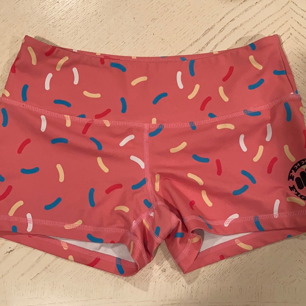 Feed me fight me pink donuts shorts